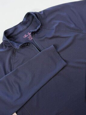 Lillie Green Pullover Women's XL Navy Blue 1/4 Zip Long Sleeve Stretch Golf
